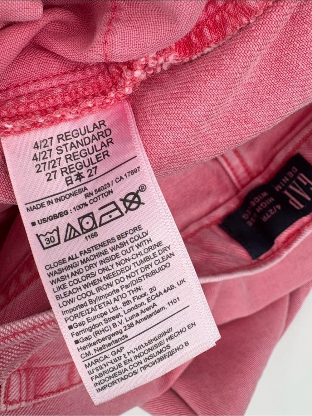 GAP High Waist Wide Leg Jean in Pink Women’s Size 27R / 4 - Picture 6 of 7